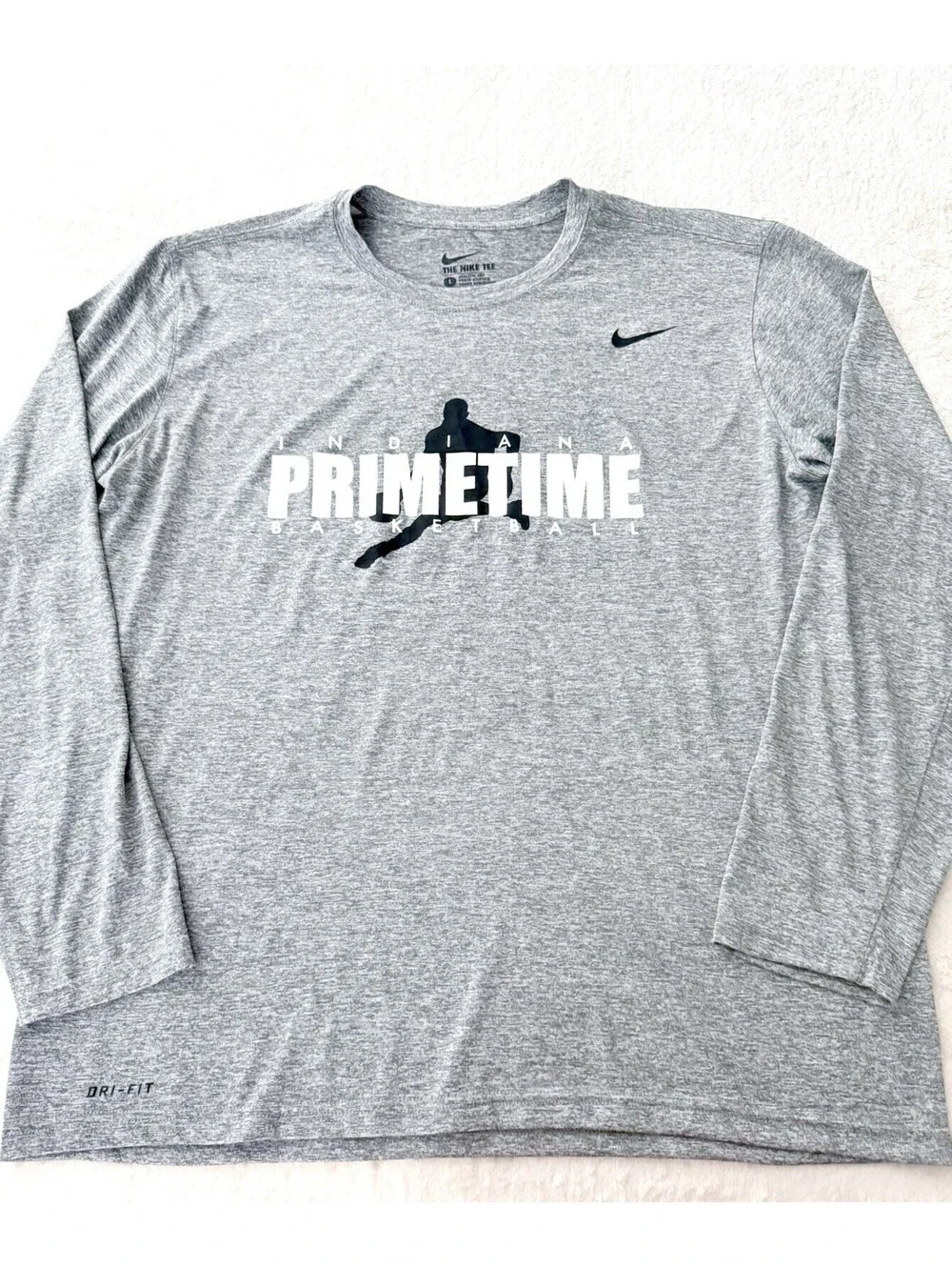 Nike Dri-FIT Men’s L Gray Long Sleeve Indiana Primetime Basketball Shirt